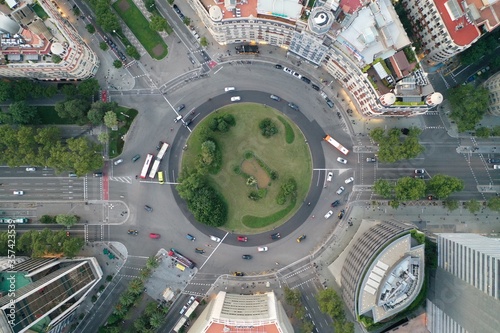 4k photo Barcelona City, Roundabout Francesc Macia, Catalunya, Spain, Europe, Aerial view photo