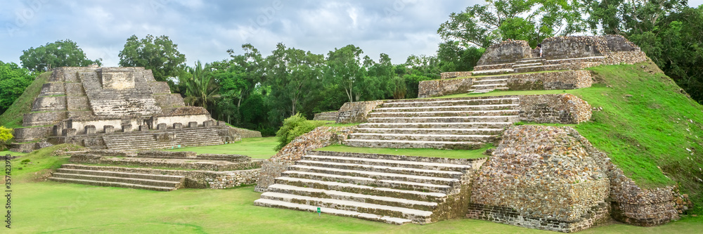 Belize, Central America, Altun Ha Temple. Web Banner.