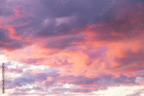 Bright blue and red sky before the rain on a summer evening. © Ирина Швейн