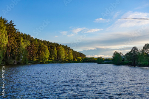 Picturesque lake in the forest. Beautiful summer landscape