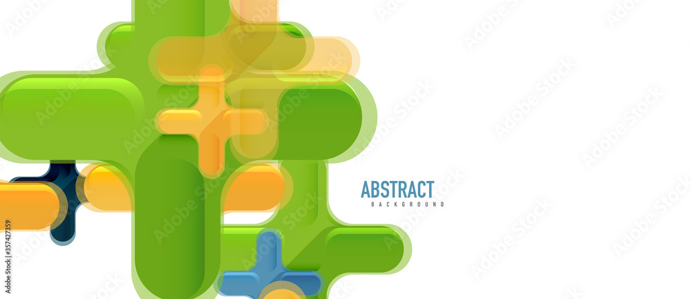 Fototapeta premium Glossy multicolored plastic style cross composition, x shape design, techno geometric modern abstract background. Trendy abstract layout template