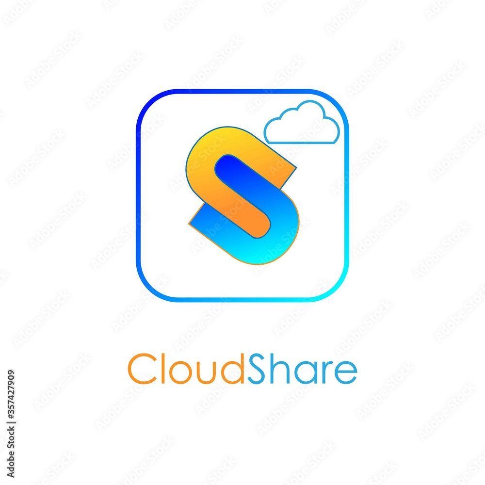 Cloud Share for Secure or Private share, upload, server, data logo design inspiration Cloud Share for Secure or Private share, upload, server, data logo design inspiration