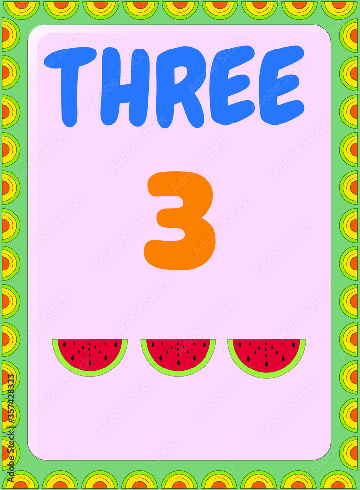 Fototapeta premium Preschool and toddler math counting fruit image design