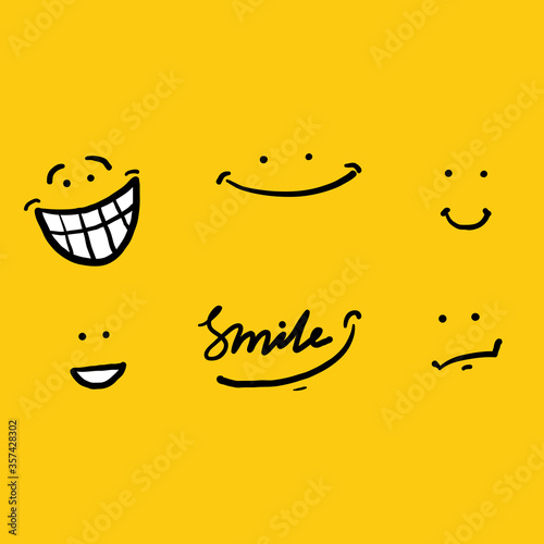 hand drawing doodle smile illustration vector isolated background