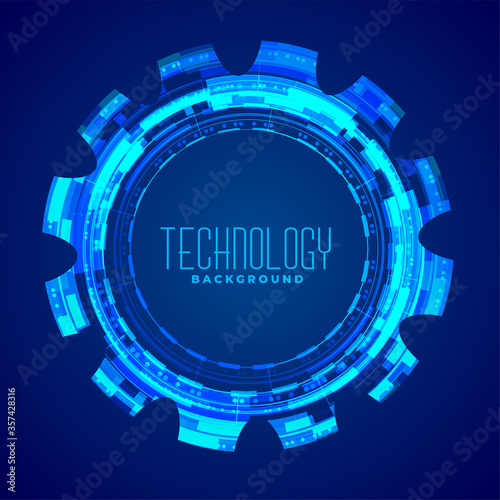 technology background with glowing gear blue design
