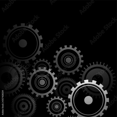 3d style gears symbols on black background design