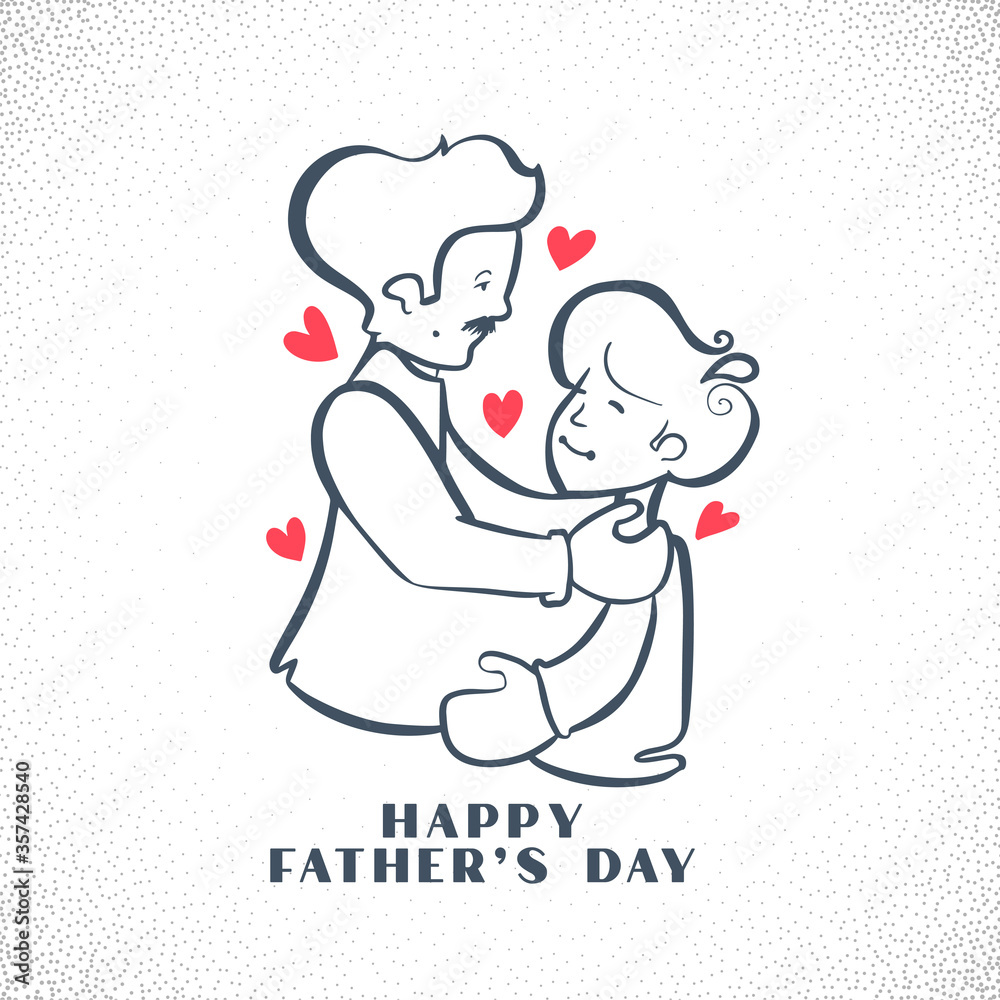 happy fathers day illustration with dad and son