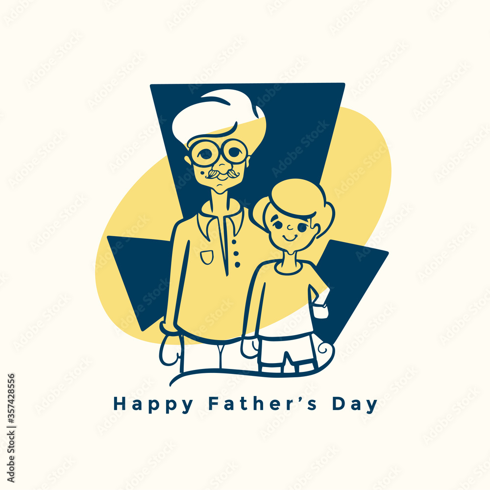 happy fathers day card design with dad and son