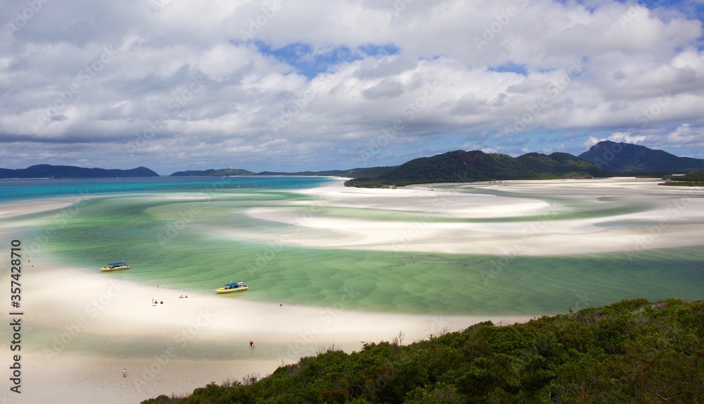 tropical beach with sea water emerald colored, Whitsundays islands, Queensland, Australia 