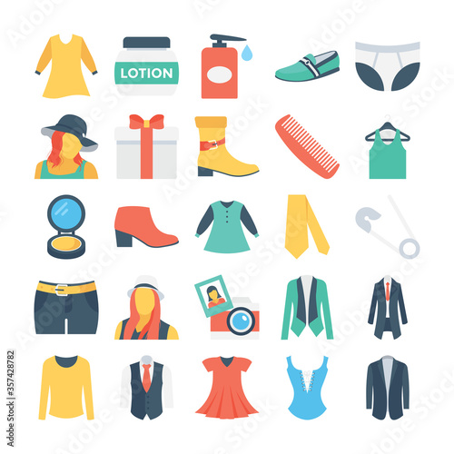 Fashion and Clothes Colored Vector Icons 4