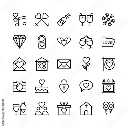 Love and Valentine Line Vector Icons 2