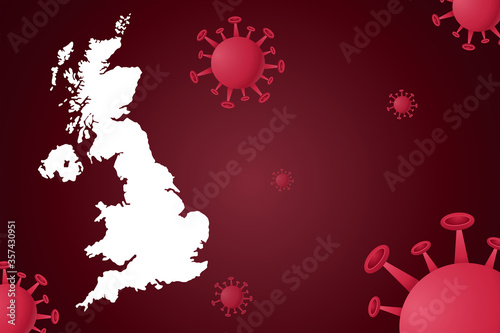 UK or England map with corona virus background ,People died form coronavirus in UK or England , Virus Spreads From Wuhan China to others countries worldwide, vector illustration