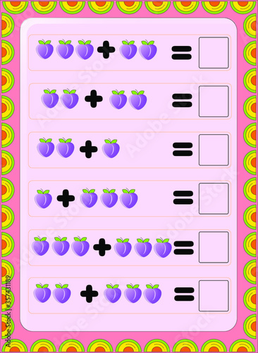 Preschool and toddler math counting fruit image design