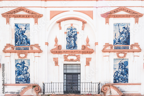 ornamental tile in andalucia
view of traditional ornamental tile (azulejos) in seville. anadalucia. spain