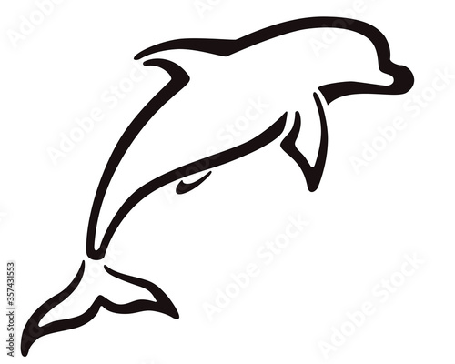 Bottlenose dolphin - logo or pictogram. Jumping dolphin - marine mammal - elegant, stylish icon for corporate identity