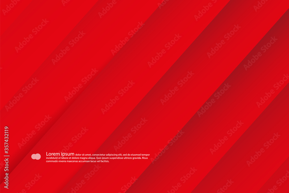 Bright red background with diagonal gradient stripes.