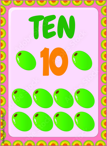 Preschool and toddler math counting fruit image design