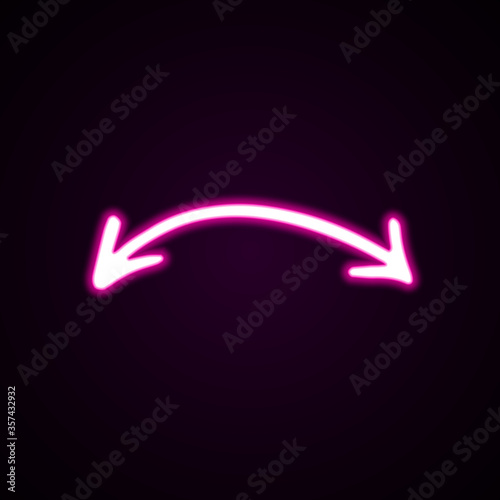 Neon pink double end arrow vector icon. Hand-drawn vector illustration of a pointer on black background