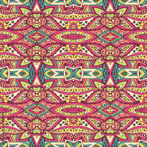 Abstract Tribal vintage ethnic seamless pattern ornamental. Vector colorful geomertric art background