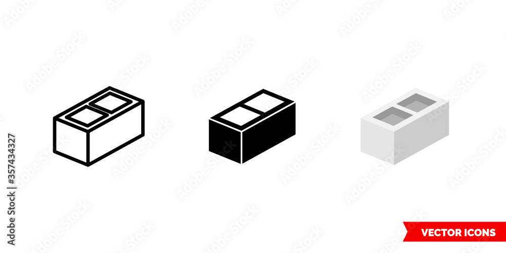 Block icon of 3 types. Isolated vector sign symbol.