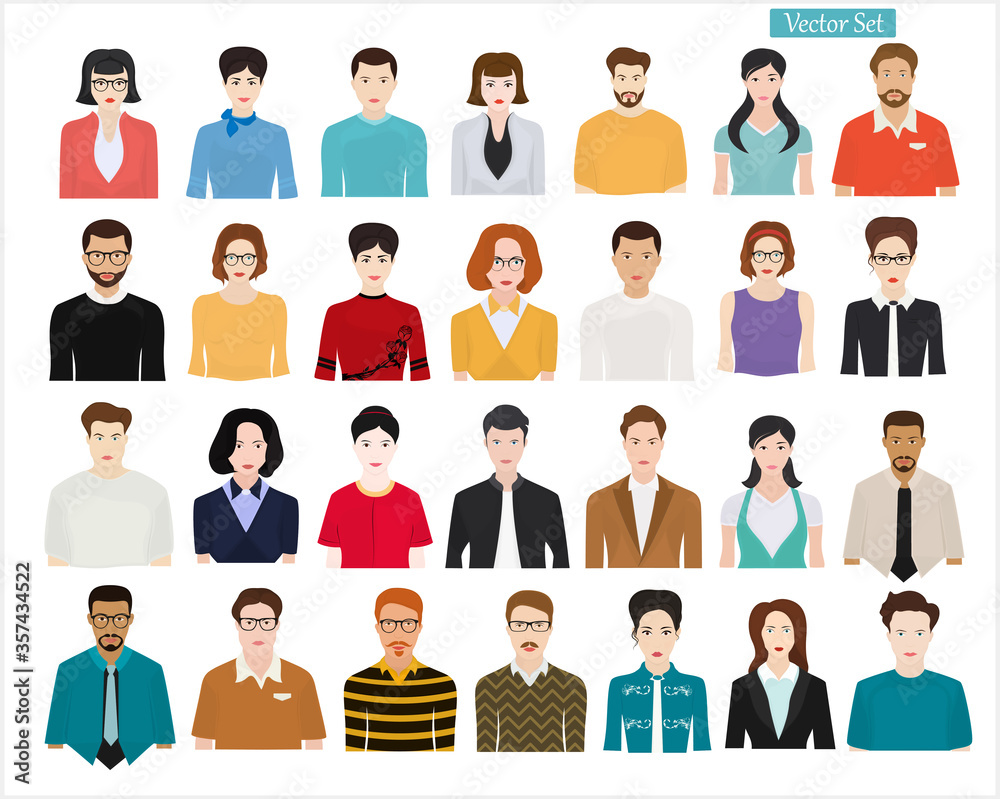 Set of different people on a light background. People of different professions and ages.