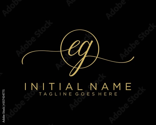 Initial E G handwriting logo vector. Hand lettering for designs