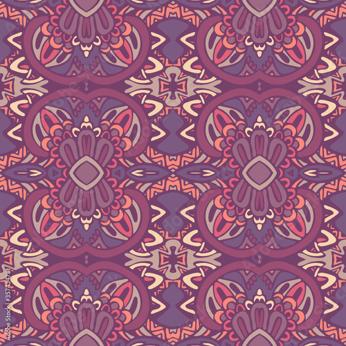 Vector seamless pattern ethnic tribal geometric psychedelic colorful print