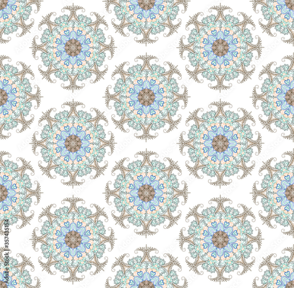 Seamless background from floral ornament round