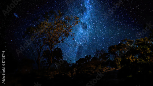 The Milky Way in the mountains of the Grampians National Park in  Victoria, Australia at a clear starry night in summer. photo