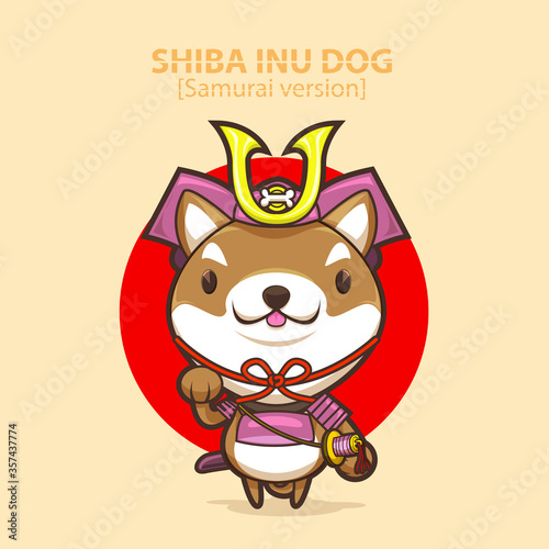 Character Cartoon-Happy Dog, Shiba Dog [Samurai version]