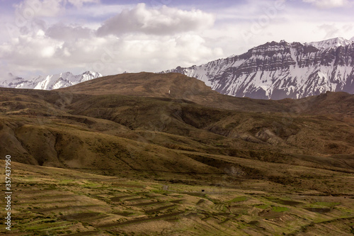 Snowcapped Himalayan mountains in the Spiti Valley