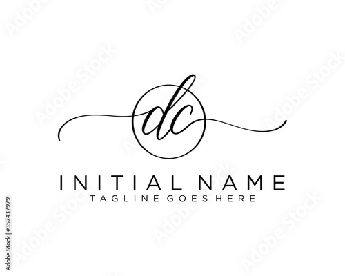 Initial D C handwriting logo vector. Hand lettering for designs