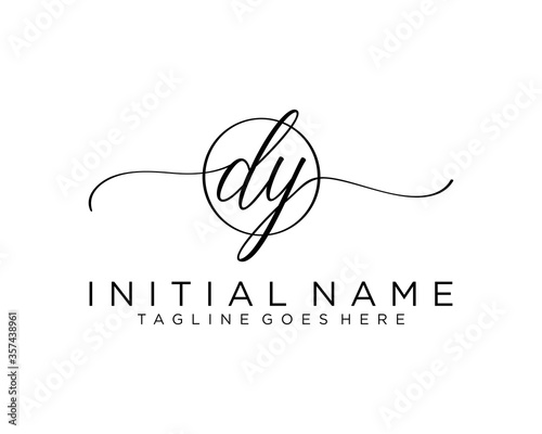 Initial D Y handwriting logo vector. Hand lettering for designs