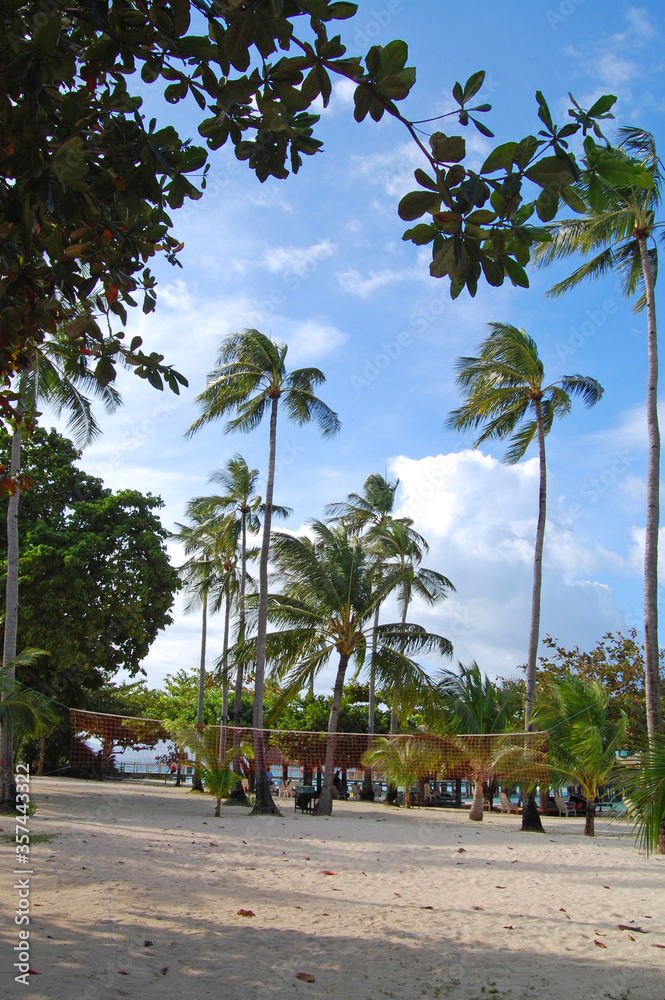 Outdoor beach sand volleyball court at Dos Palmas island resort in Honda Bay, Puerto Princesa, Palawan, Philippines