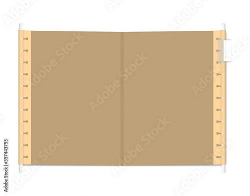Open hanging folder with cut plastic tab and label insert, vector illustration
