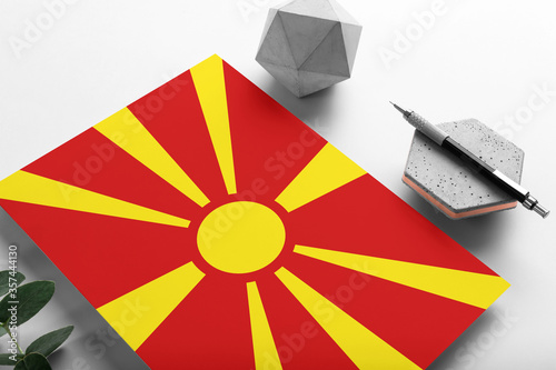 Fotografija Macedonia flag on minimalist paper background