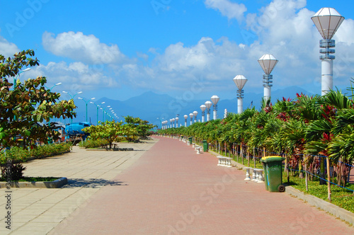 Puerto Princesa city baywalk park pathway in Palawan, Philippines photo