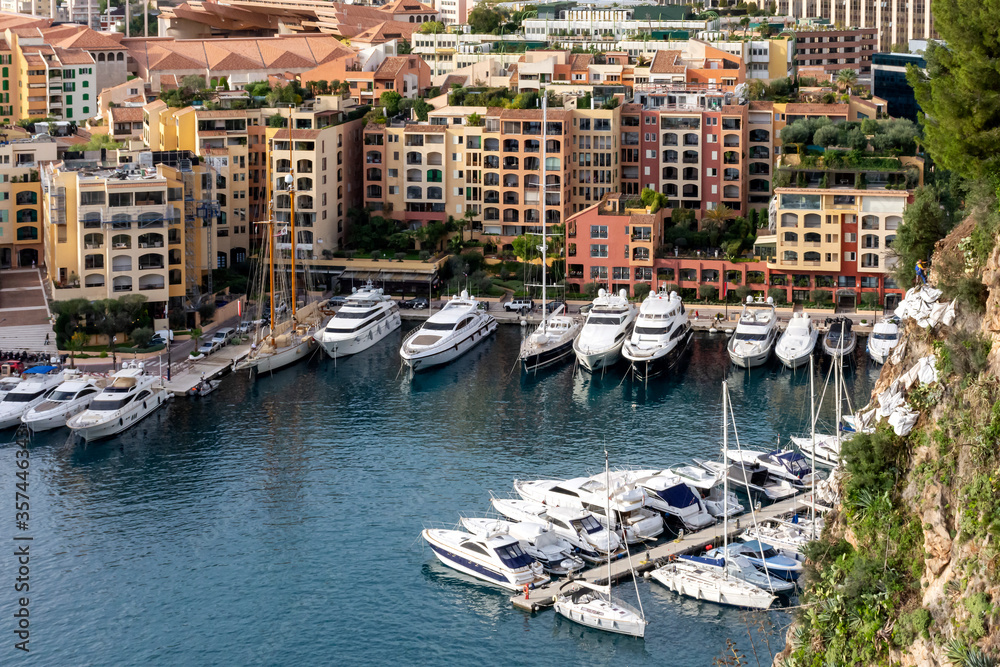 view of the port of fontvieille in monaco