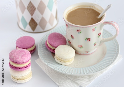 cup of coffee and macaroons