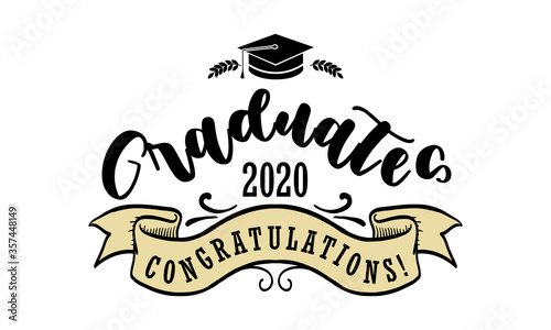 Congratulations Graduates 2020. Celebration text poster. Graduates class of 2020 vector concept as template for cards, posters, banners, labels.