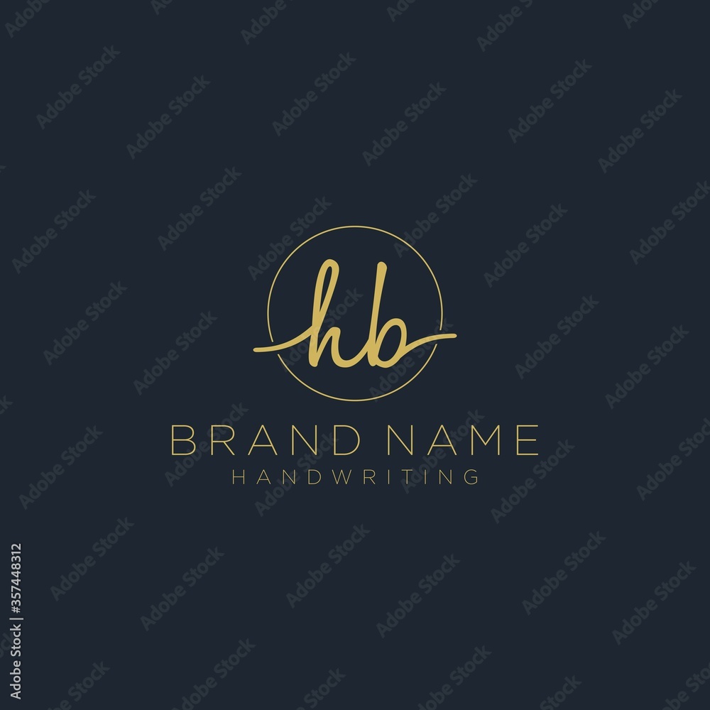 Initial H B handwriting logo vector. Hand lettering for designs Initial H B handwriting logo vector. Hand lettering for designs
