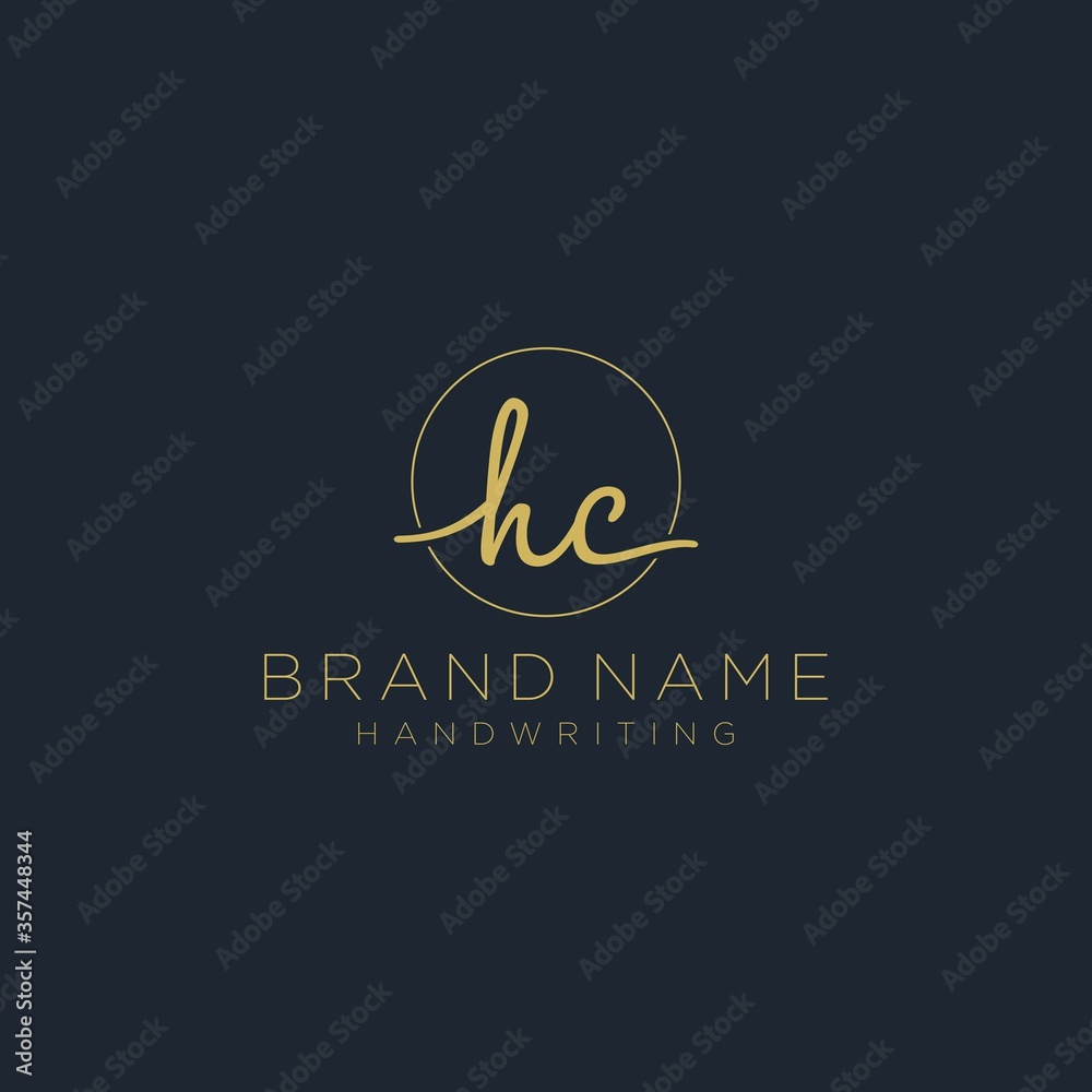 Initial H C handwriting logo vector. Hand lettering for designs