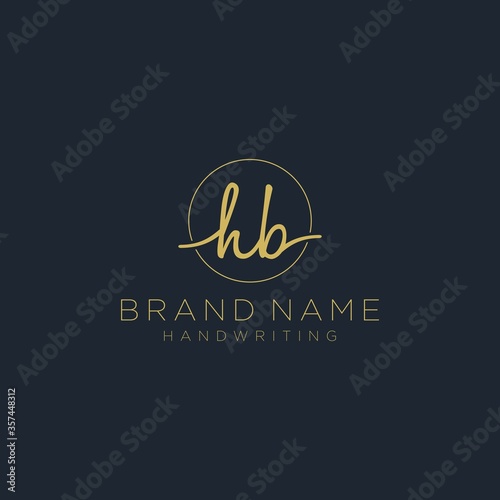 Initial H B handwriting logo vector. Hand lettering for designs