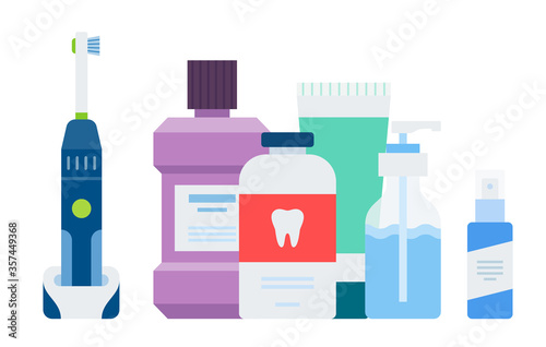 Oral and Dental Care Kit vector illustration in a flat design