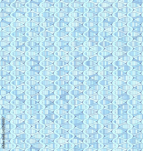 vector illustration blue color background lines fish