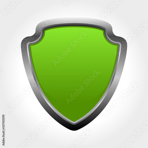 Free Download Strong metallic green glossy shield for protection.Vector illustration of green realistic shield. - GFXLoad