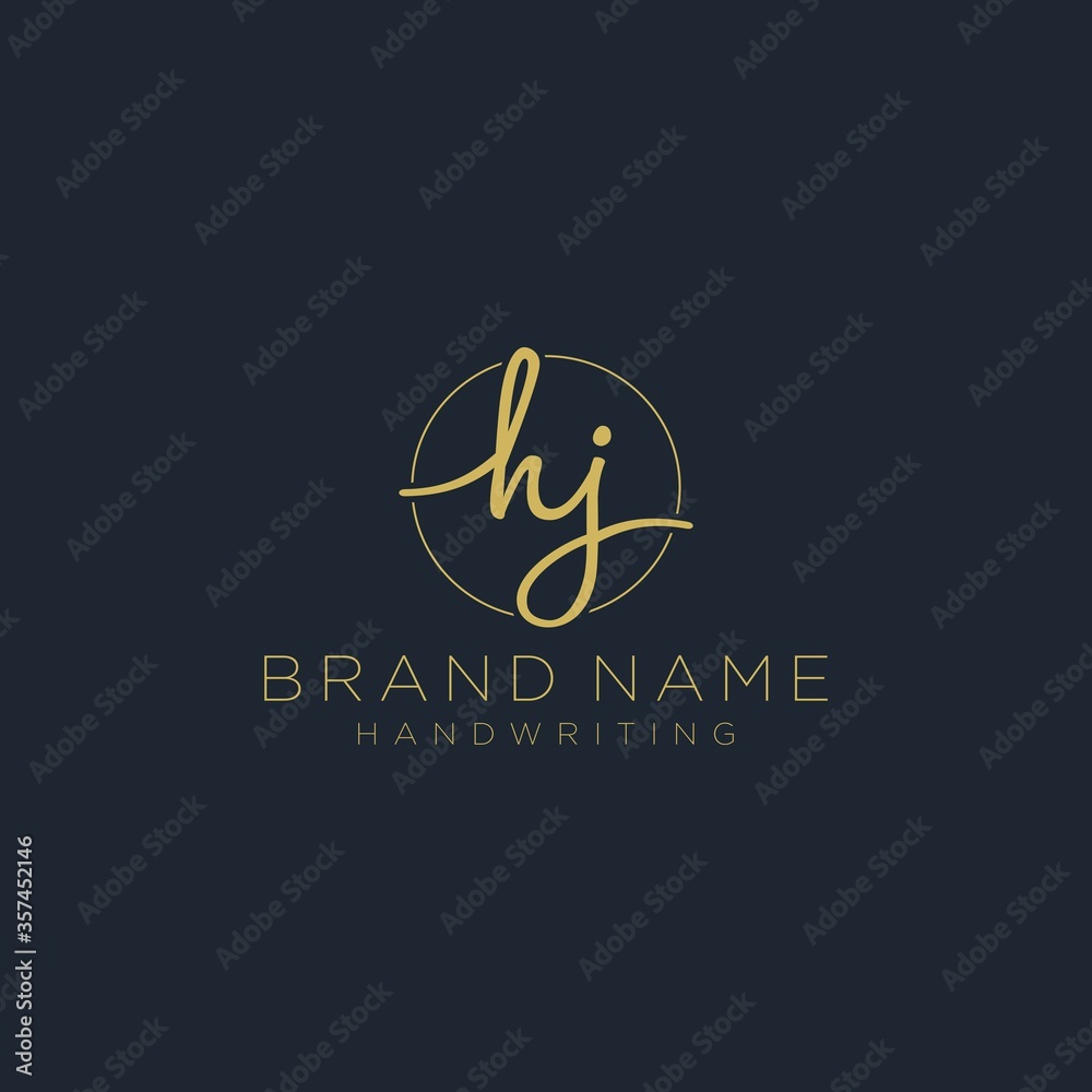 Initial H J handwriting logo vector. Hand lettering for designs
