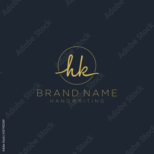 Initial H K handwriting logo vector. Hand lettering for designs