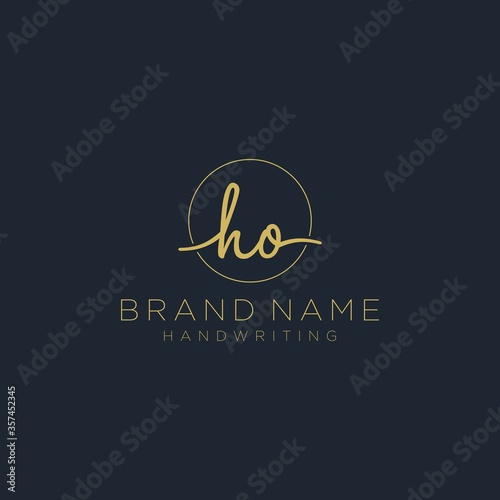 Initial H O handwriting logo vector. Hand lettering for designs