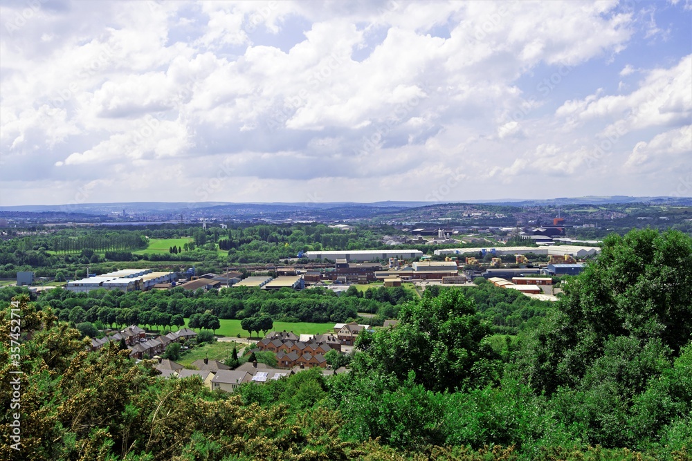 Aerial view of Rotherham, from Boston Castle, Rotherham.